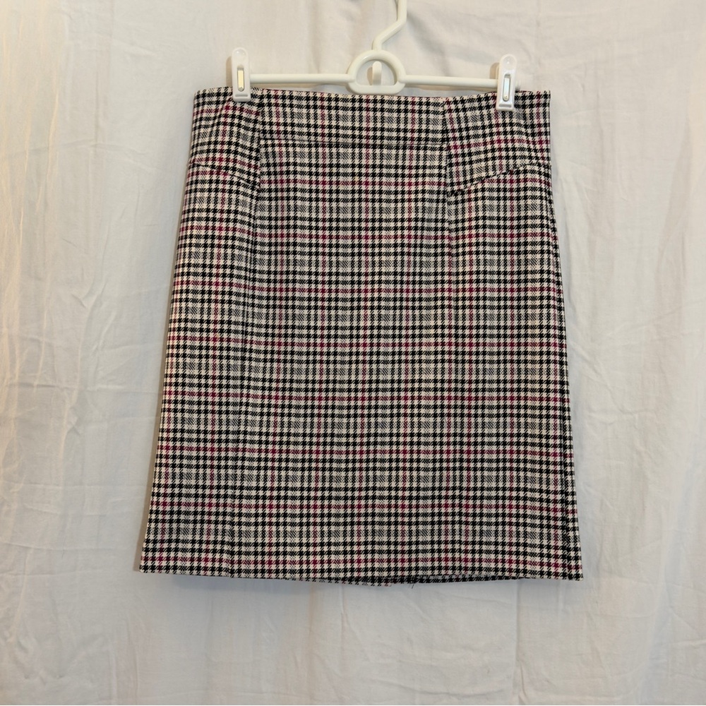 Michael Kors Mini Skirt Plaid Slit Houndstooth Lined Back Zipper Women Small